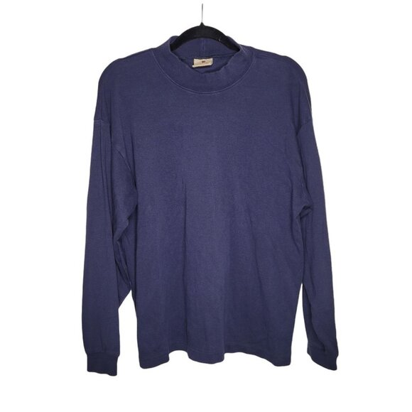 Woolrich Mens size Large Deep Navy 100% Cotton mock neck long sleeve Pullover - Picture 1 of 9